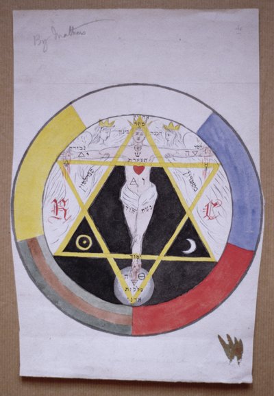 Diseño original para el Gran Sello simbólico en el rollo de pergamino de la Segunda Orden de la Golden Dawn, 1891 de Moina Mathers